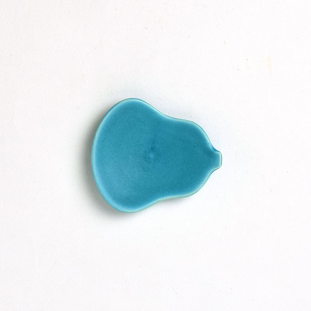 東一仁 ひょうたん型小皿 トルコブルーS