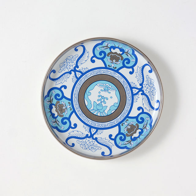 古伊万里草花紋ブルー/プラチナ19cm皿