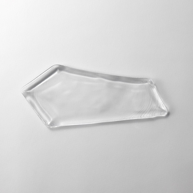 ガラス変形プレート氷紋クリア M