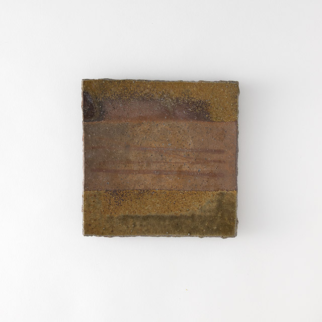 平岡仁　備前焼スクエア皿大　19.5