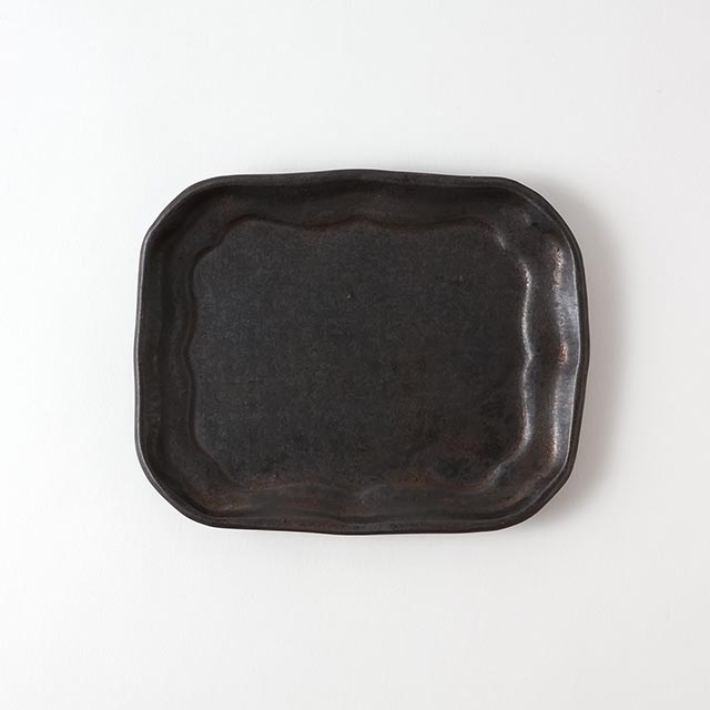 堂本正樹 黒錆長角皿 18×14.5