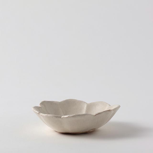 堂本正樹 白釉花型ボール11.5