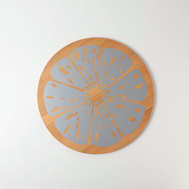 木製丸プレート(レモン)シルバー