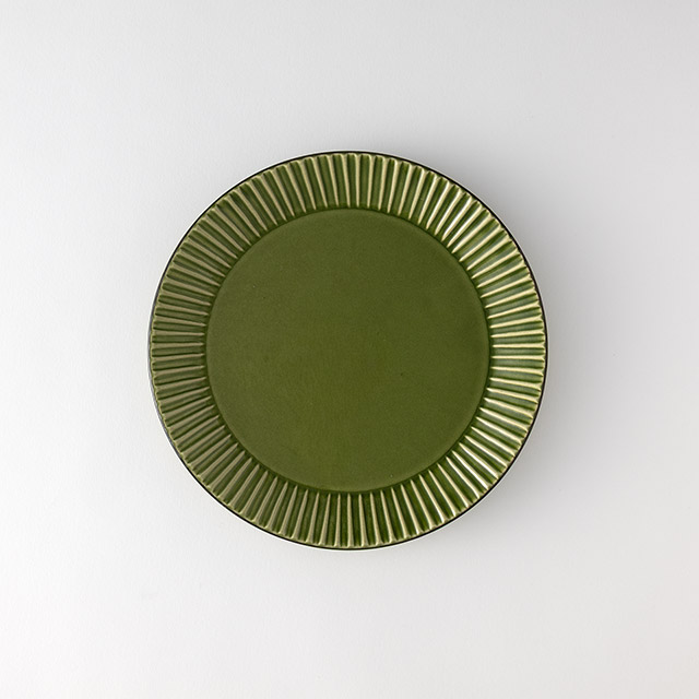 緑点格子プレート 26.5cm 大