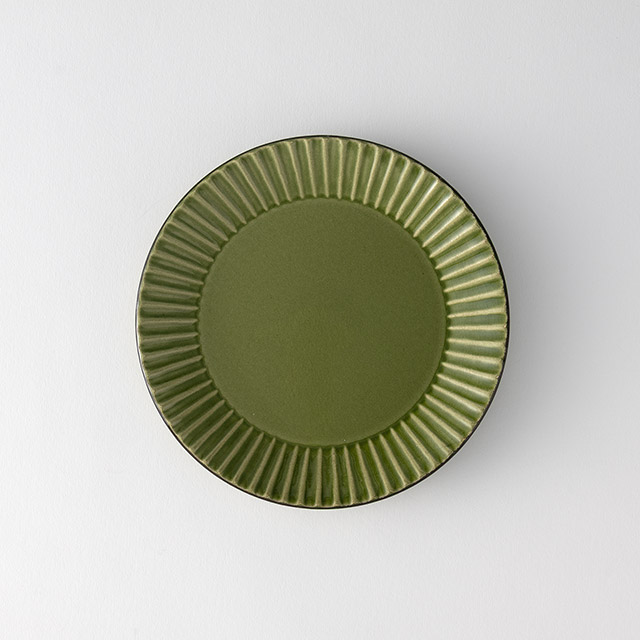 緑点格子プレート 19cm 中
