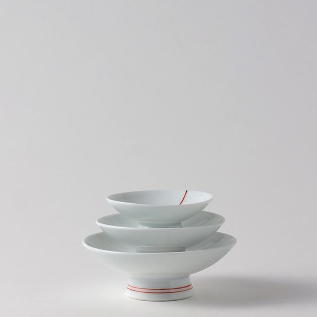 三段盃　朱線結び