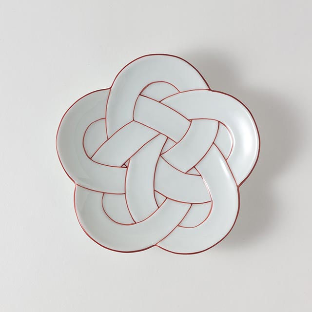 有田焼丸皿 朱つむぎ