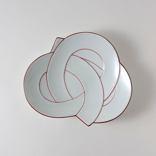 有田焼浅小鉢　朱つむぎ