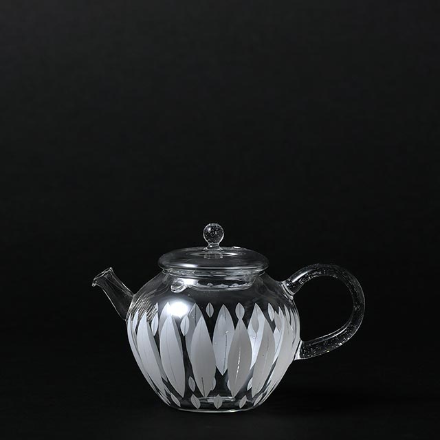 えむに ガラス白リーフ ミニ急須