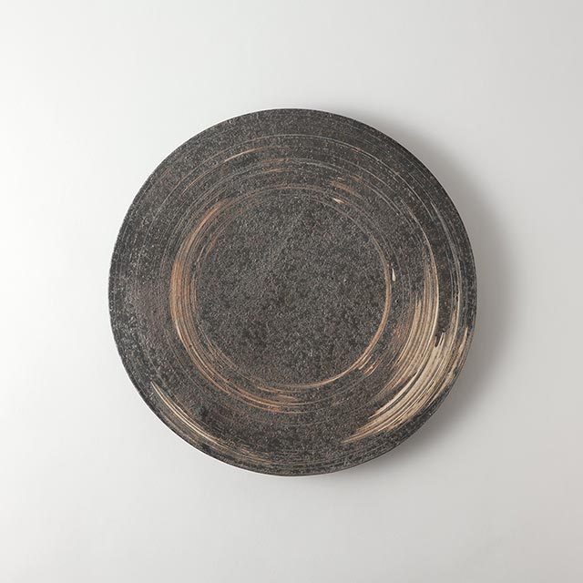 水紋 グレー/Be平プレート27cm