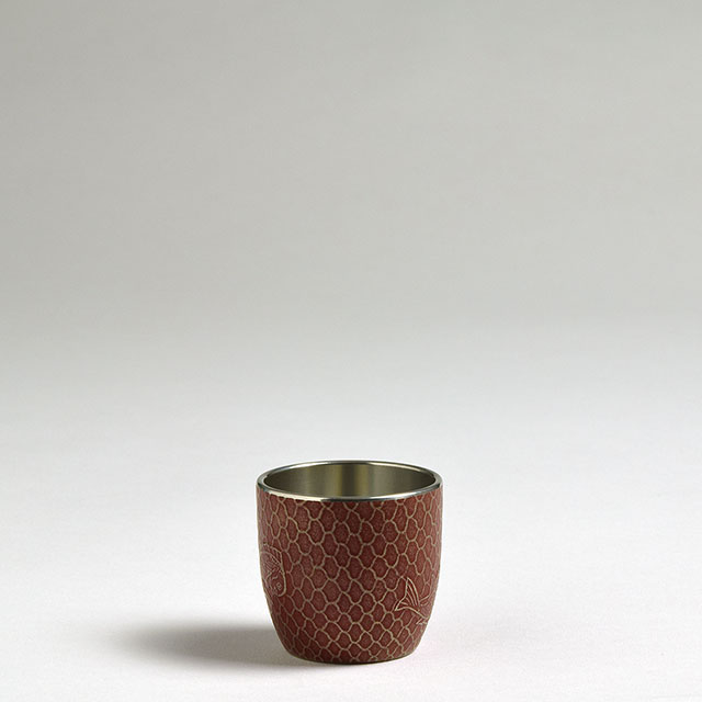 錫　ぐいのみ（朱）鯛　3色