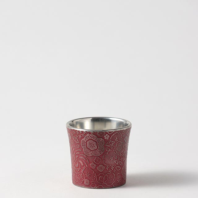 錫　ぐいのみ（朱）舞花　5色