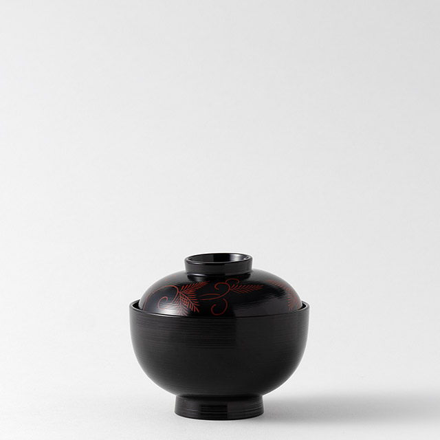 漆黒吸物椀ハケ松唐草
