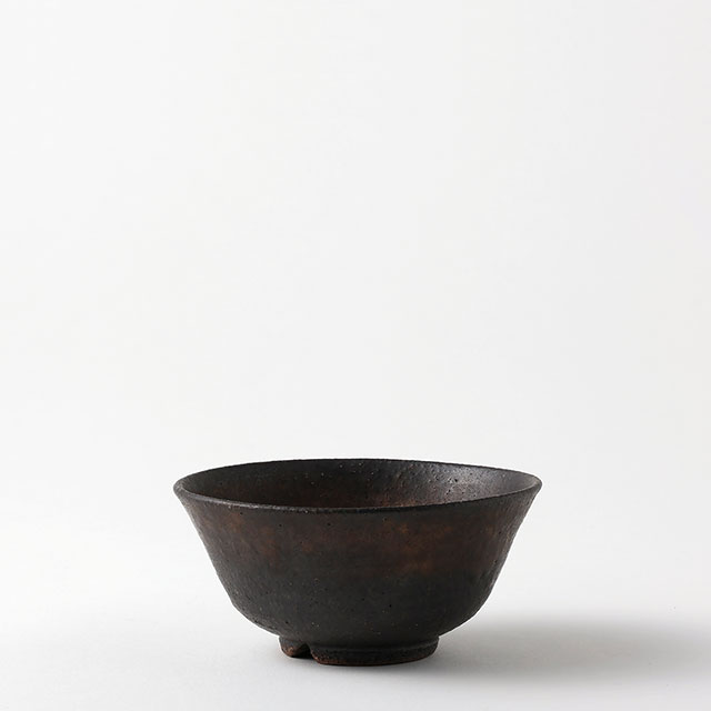 後河内隆継　飯碗黒地金