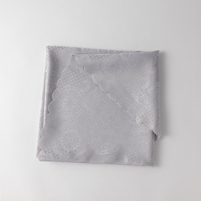 テーブルクロス　円形130　グレー白模様