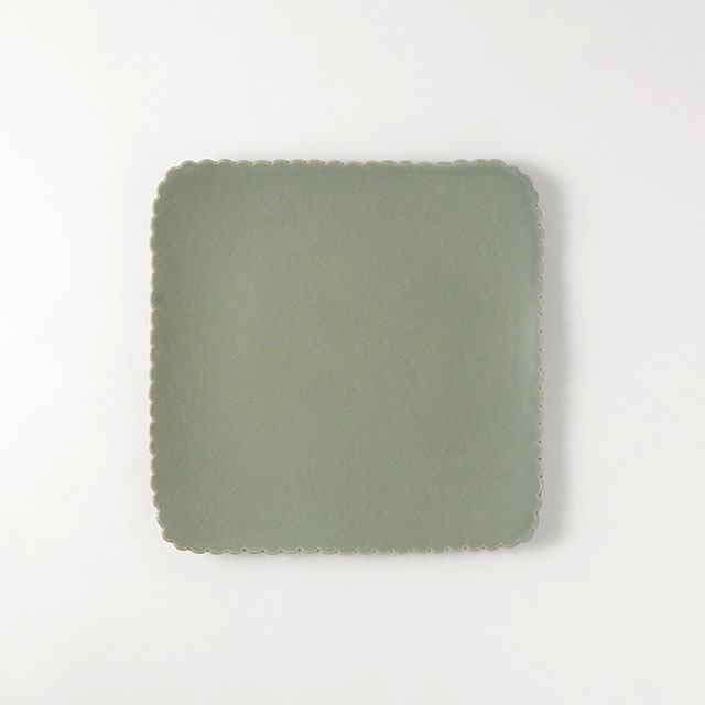 高井宣泰 スクエア皿darksagreen 21cm