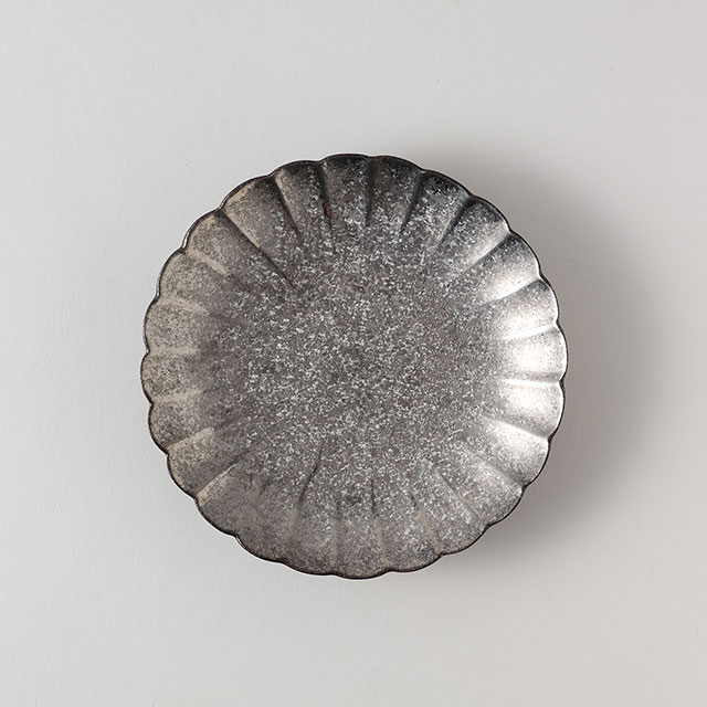 ドレーププラチナ丸皿 13.5cm