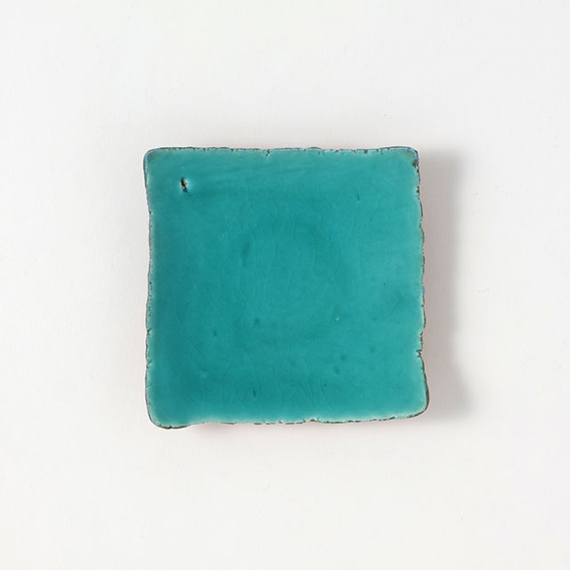 市野大輔 スクエア皿ブルー無地10cm