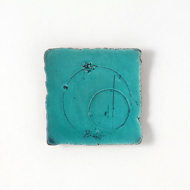 市野大輔　スクエア皿ブルー地模様10cm