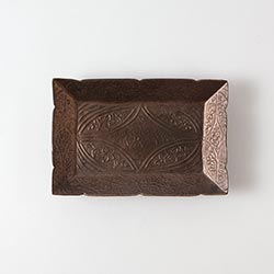 前田麻美　ブロンズ花七宝長角皿