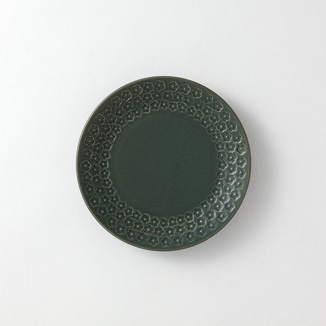 印花マット深緑プレート16.5cm
