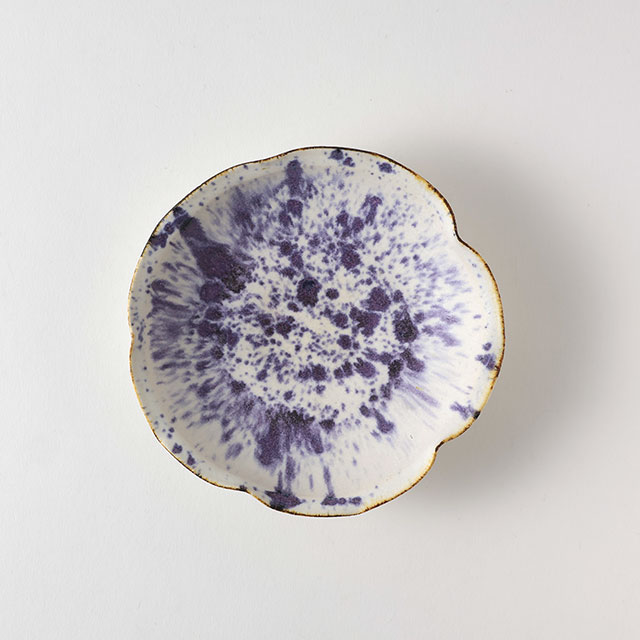 紫蓮輪花皿コバルト14cm