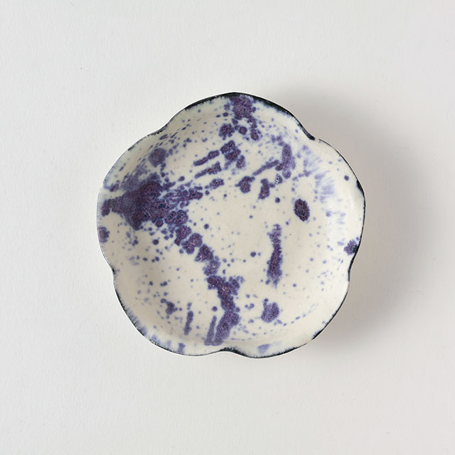 紫蓮輪花皿コバルト10cm