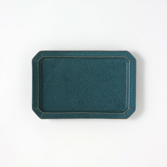 山下透 八角長皿(青)23×15 大
