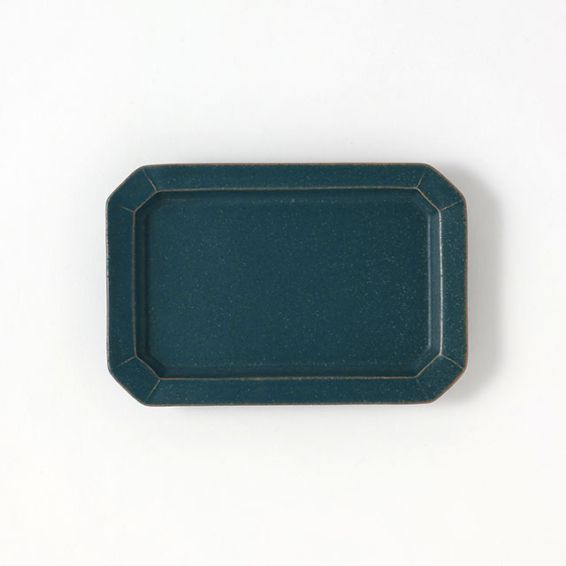 山下透　八角長皿（青）17×11.5　小