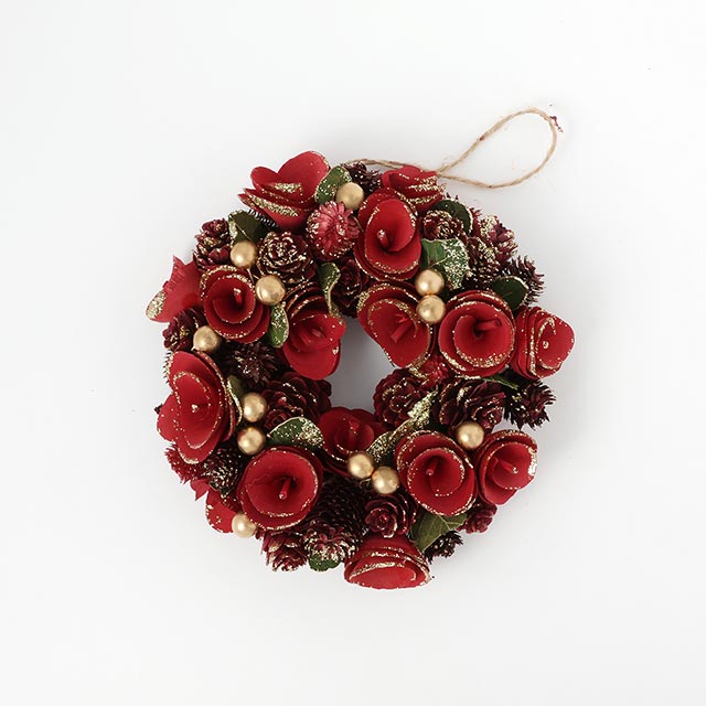 クリスマスリース 赤い花