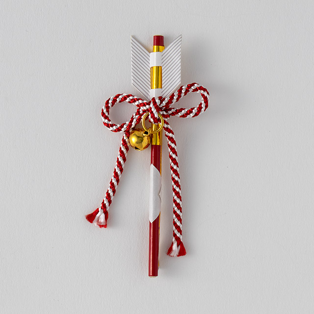 正月飾り 鈴付矢 赤(小)