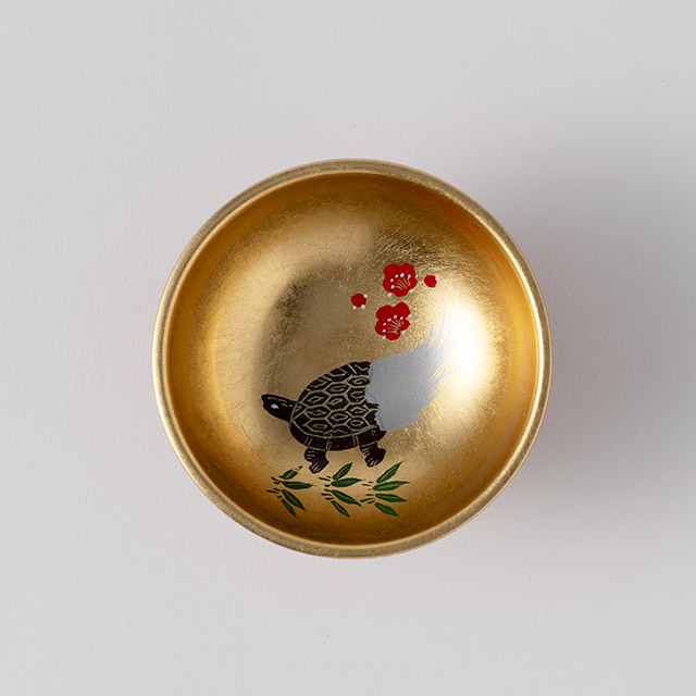 山中塗　金酒杯（亀）