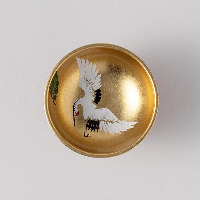 山中塗　金酒杯（鶴）