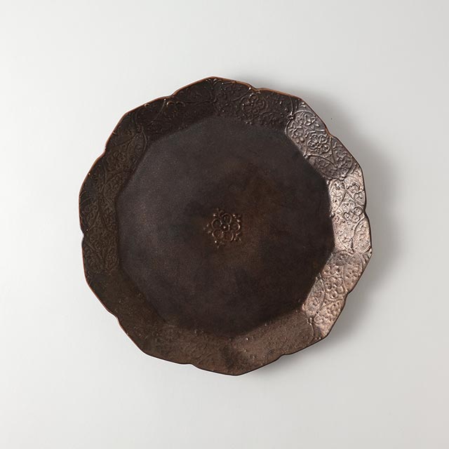 前田麻美　ブロンズ花七宝プレート(L)