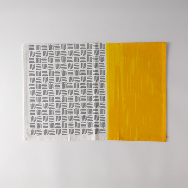 キッチンクロス Z/H グレー/黄トリミング