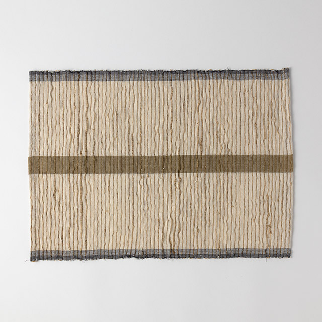 ランチョンマット　綿オフホワイト茶ライン