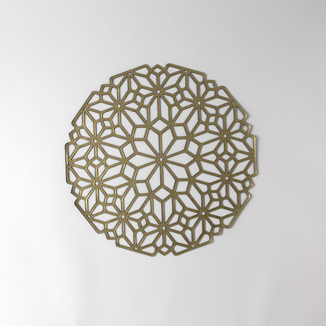 ランチョンマット（丸）ゴールド・黒リバーシブル