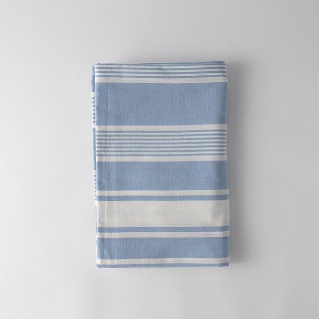 テーブルクロス(綿)ブルー/ホワイト150×200