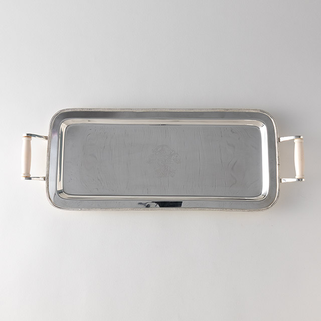 シルバー長角トレー白ハンドル