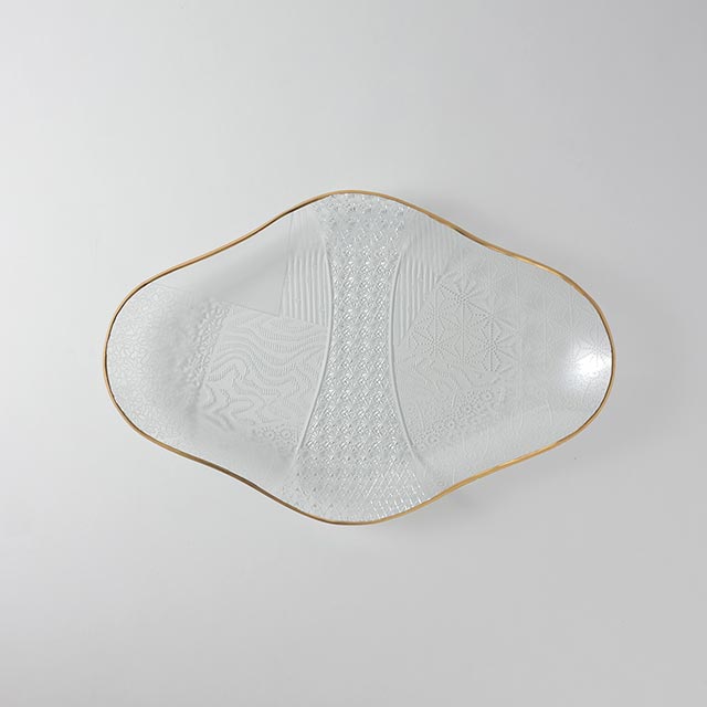 河上恭一郎　金彩小紋寄せ切子皿