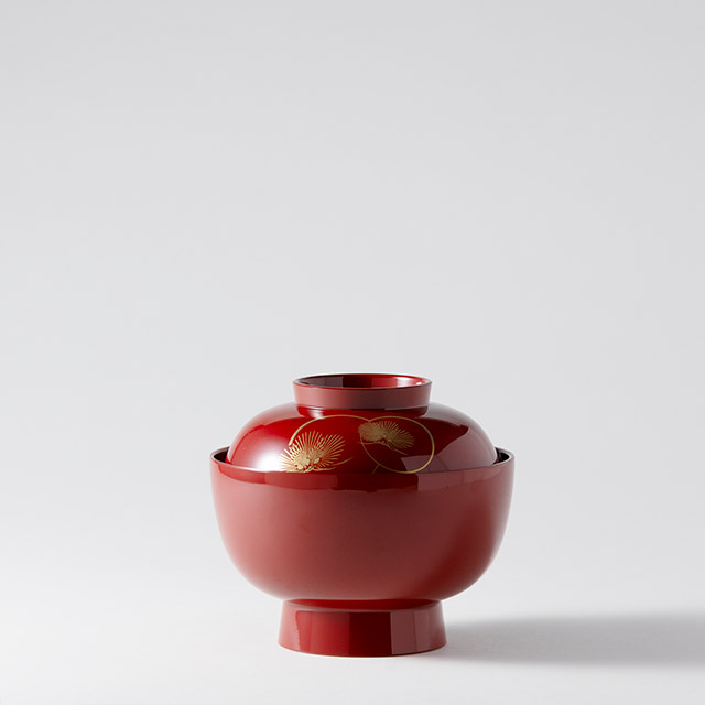 漆 金輪松 総赤雑煮椀