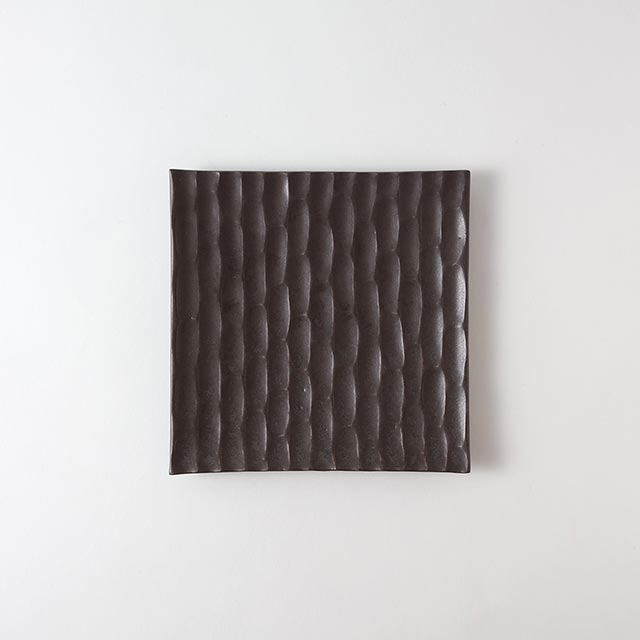 増田哲士 濃茶石畳(L)スクエア18cm