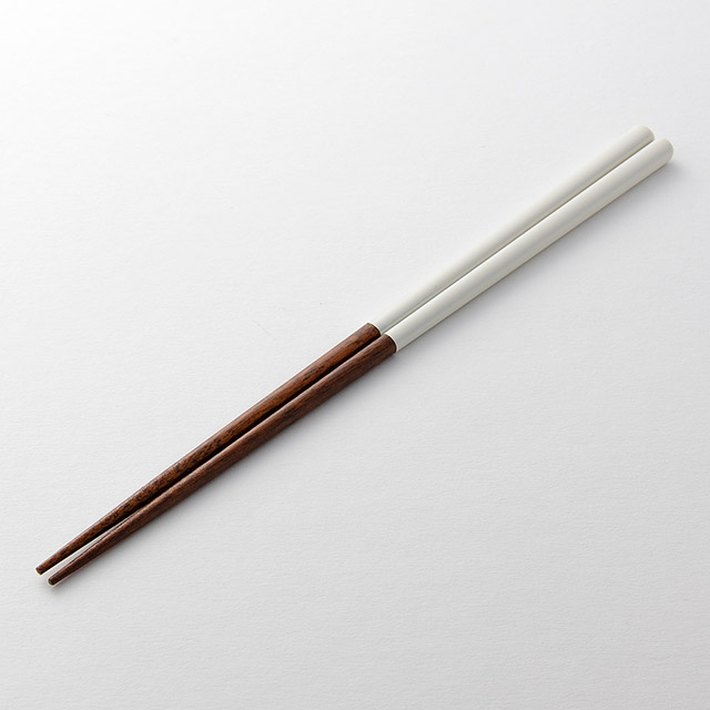 箸　ホワイト　先端濃茶