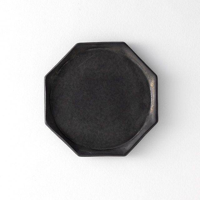 岩山陽平　八角小皿グレー14cm