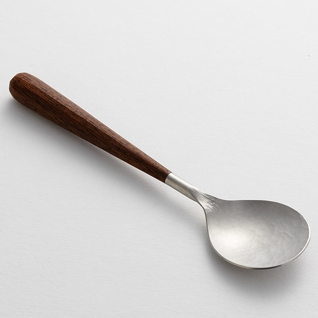 湯浅記央　デザートスプーン　ステンレス／マホガニー