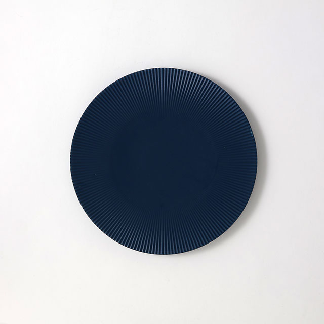 李荘窯　しのぎ青丸皿24.5cm