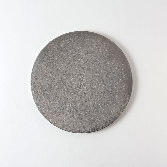陶悦窯フラット銀丸皿18.5