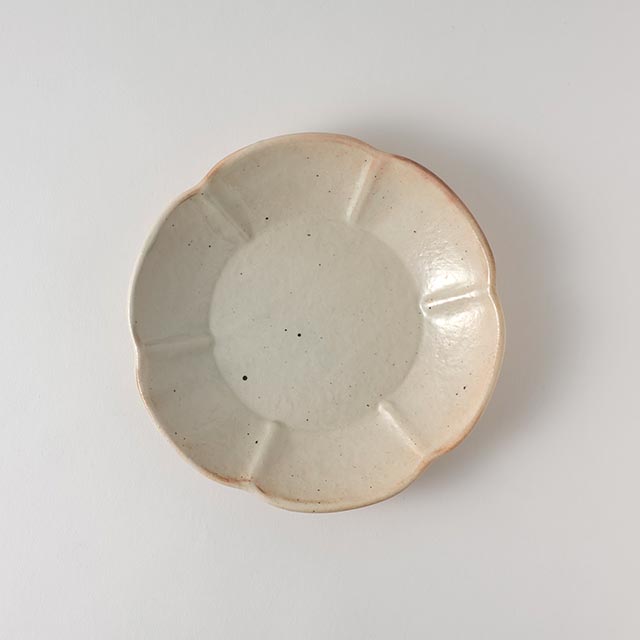 鉄散 輪花浅鉢ベージュ6花