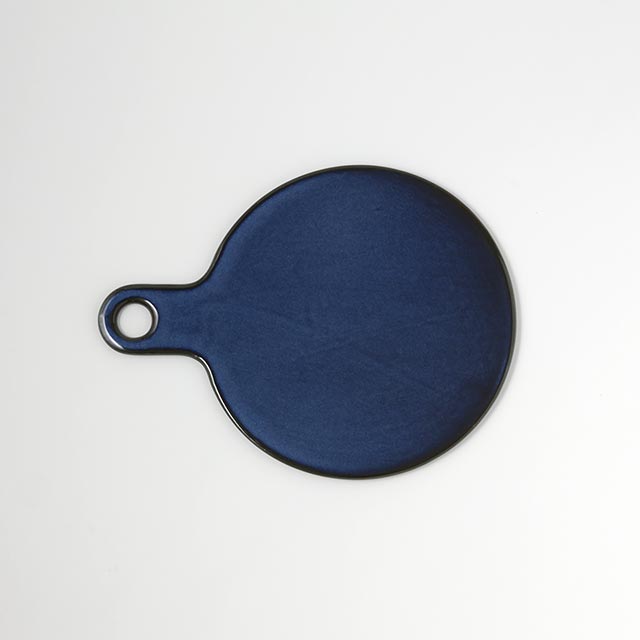 陶器丸カッティングボード20cm紺