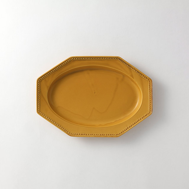リムプチドット八角長プレート 27cm黄色
